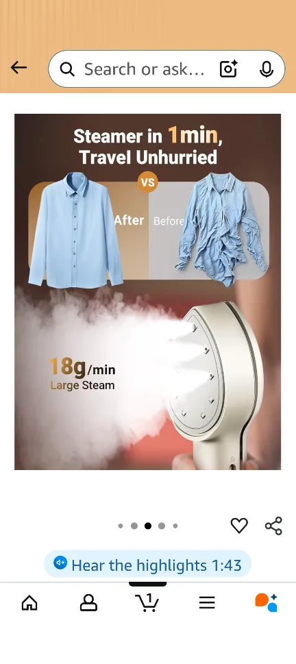 Jack & Rose Press Iron Travel Garment Steamer image indicator(6)