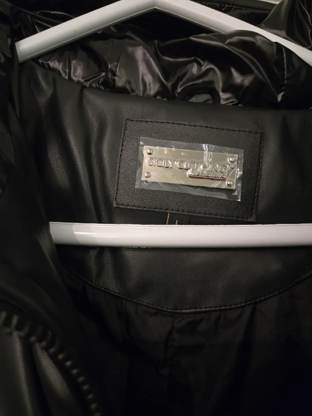 Sicily Clothing Black Puffer leather Coat image indicator(2)