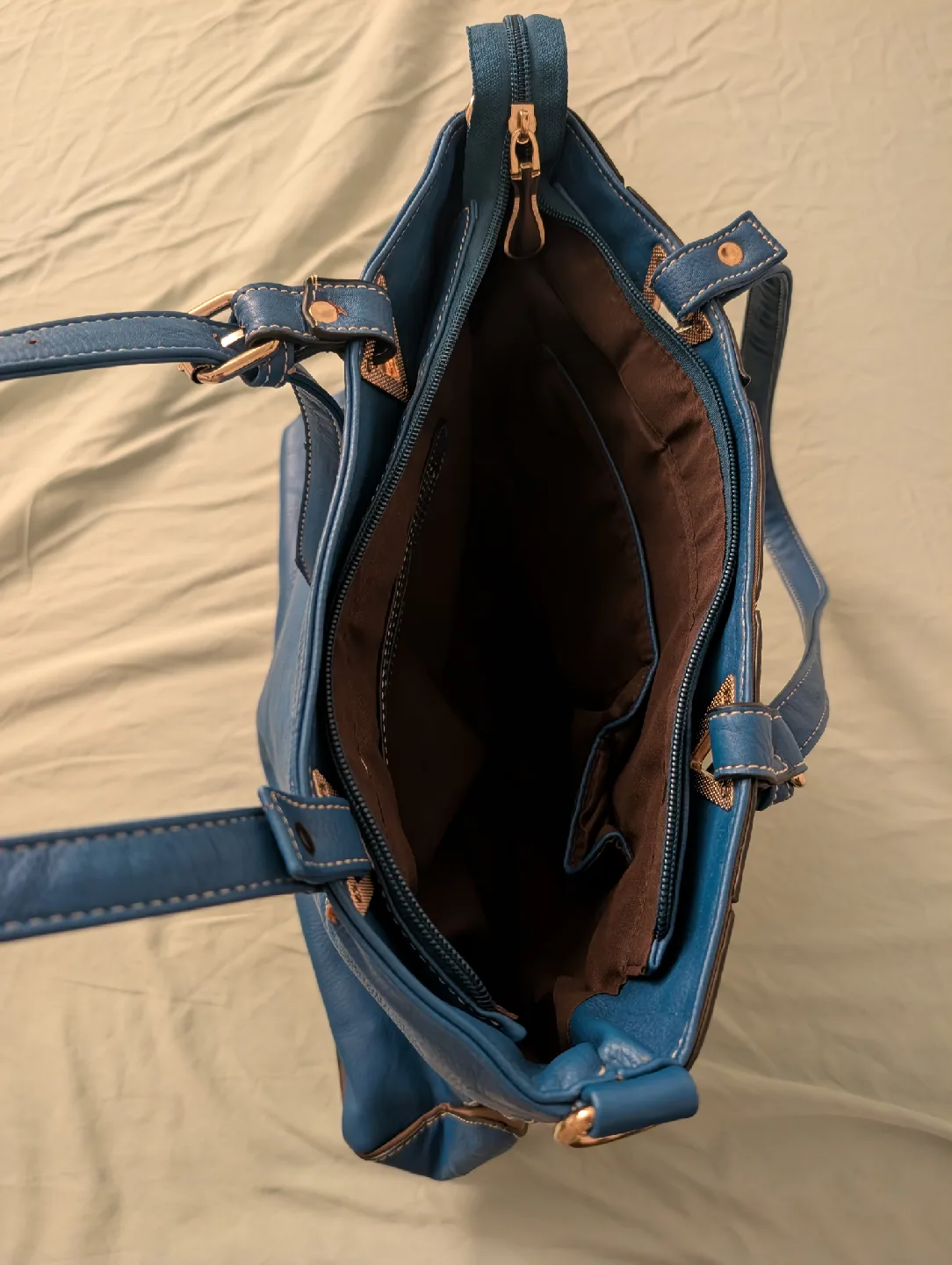 Blue Geometric Pattern Tote Bag image indicator(3)