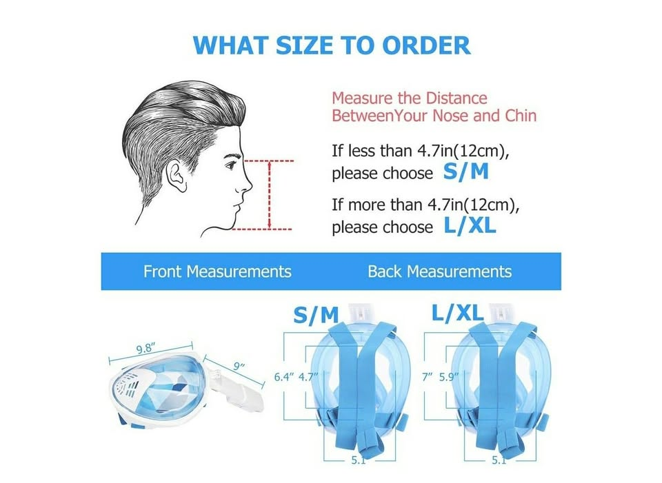 Full Face Snorkel Mask 180° Panoramic View Snorkel Mask (White) - photo 3