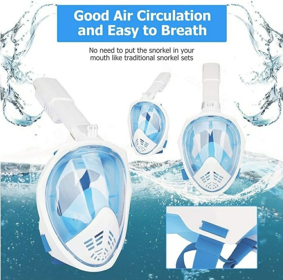 Full Face Snorkel Mask 180° Panoramic View Snorkel Mask (White) - photo 4