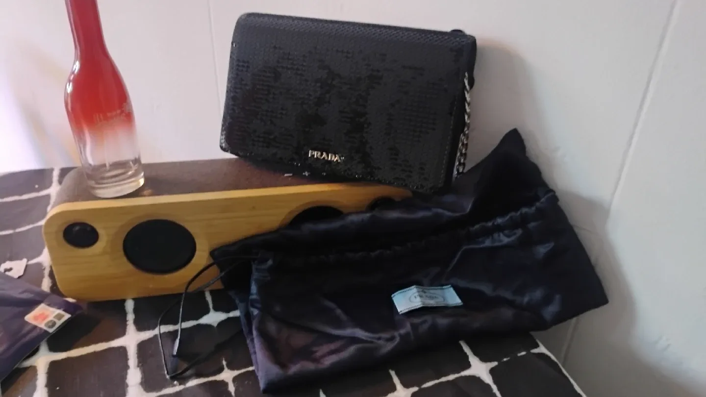 Prada Black Sequin Clutch with Dust Bag image indicator(2)