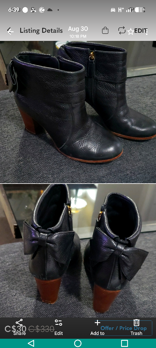 Kate Spade Black Leather Ankle Boots, Size 8 - photo 2