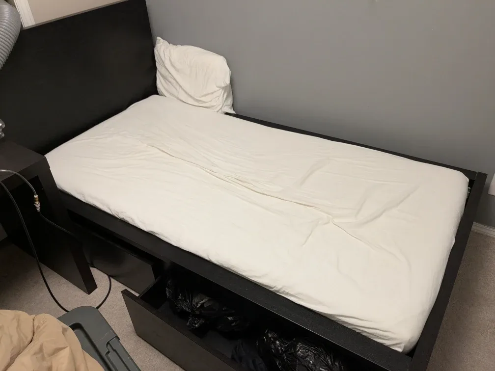 IKEA Malm Twin Bed Frame with Storage - Dark Brown