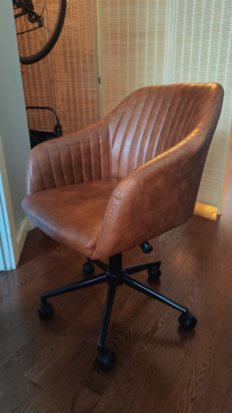 Brown Faux Leather Office Chair - photo 2