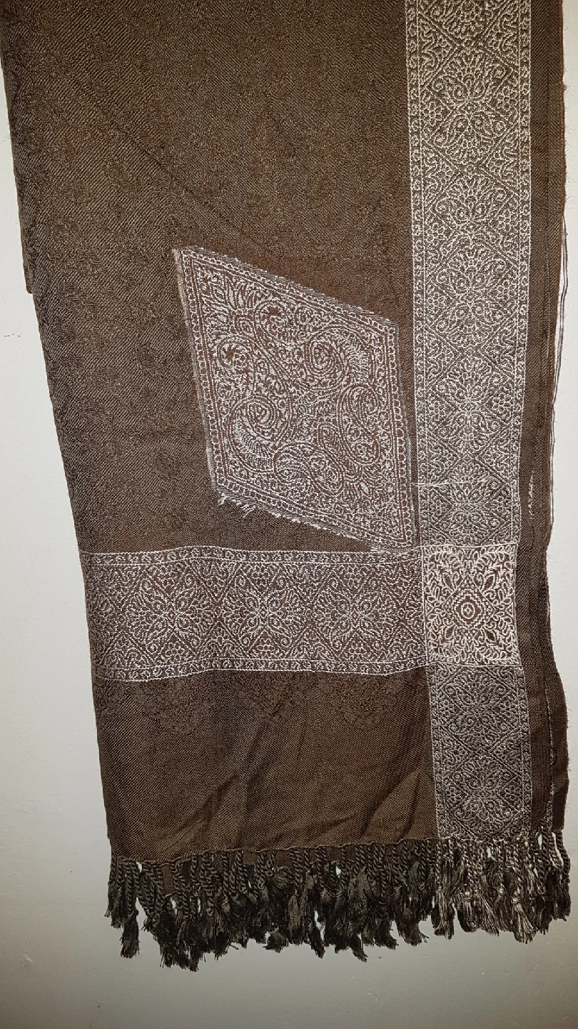 Brown Pashmina Shawl with Fringe