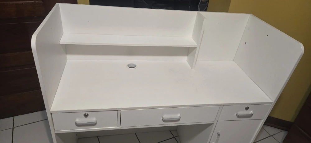 White Wooden Desk with Storage - photo 2