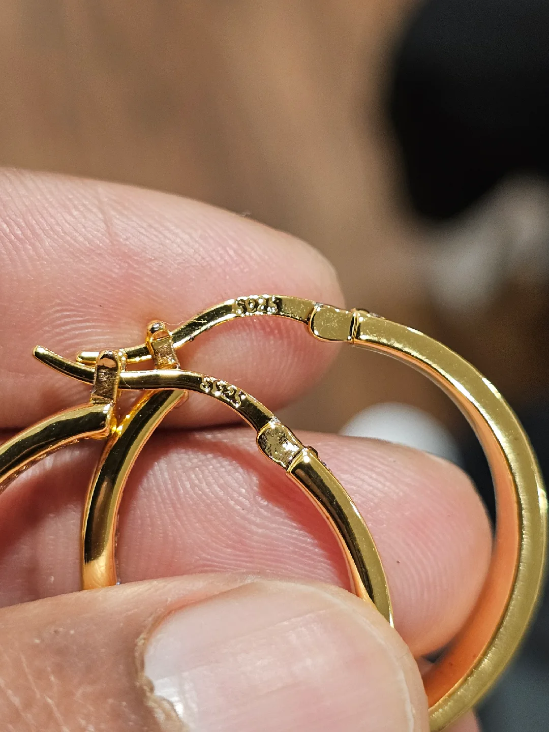 Sterling silver Hoop Earrings Gold plated image indicator(2)