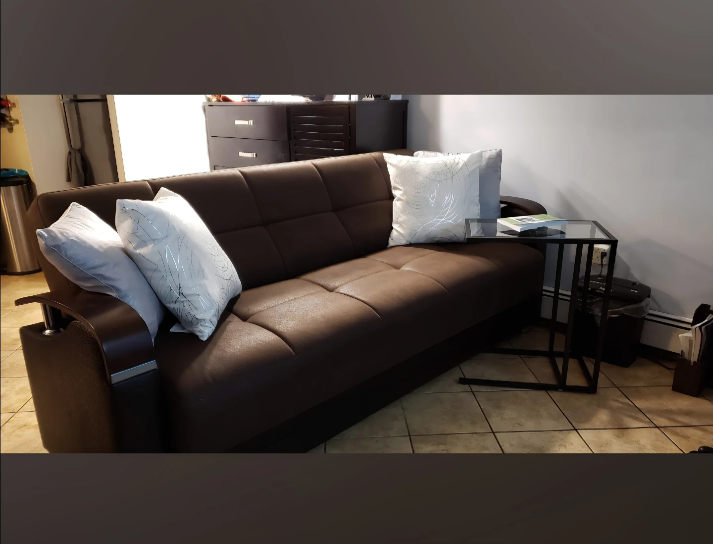 Brown Suede Leather Italian Sofa