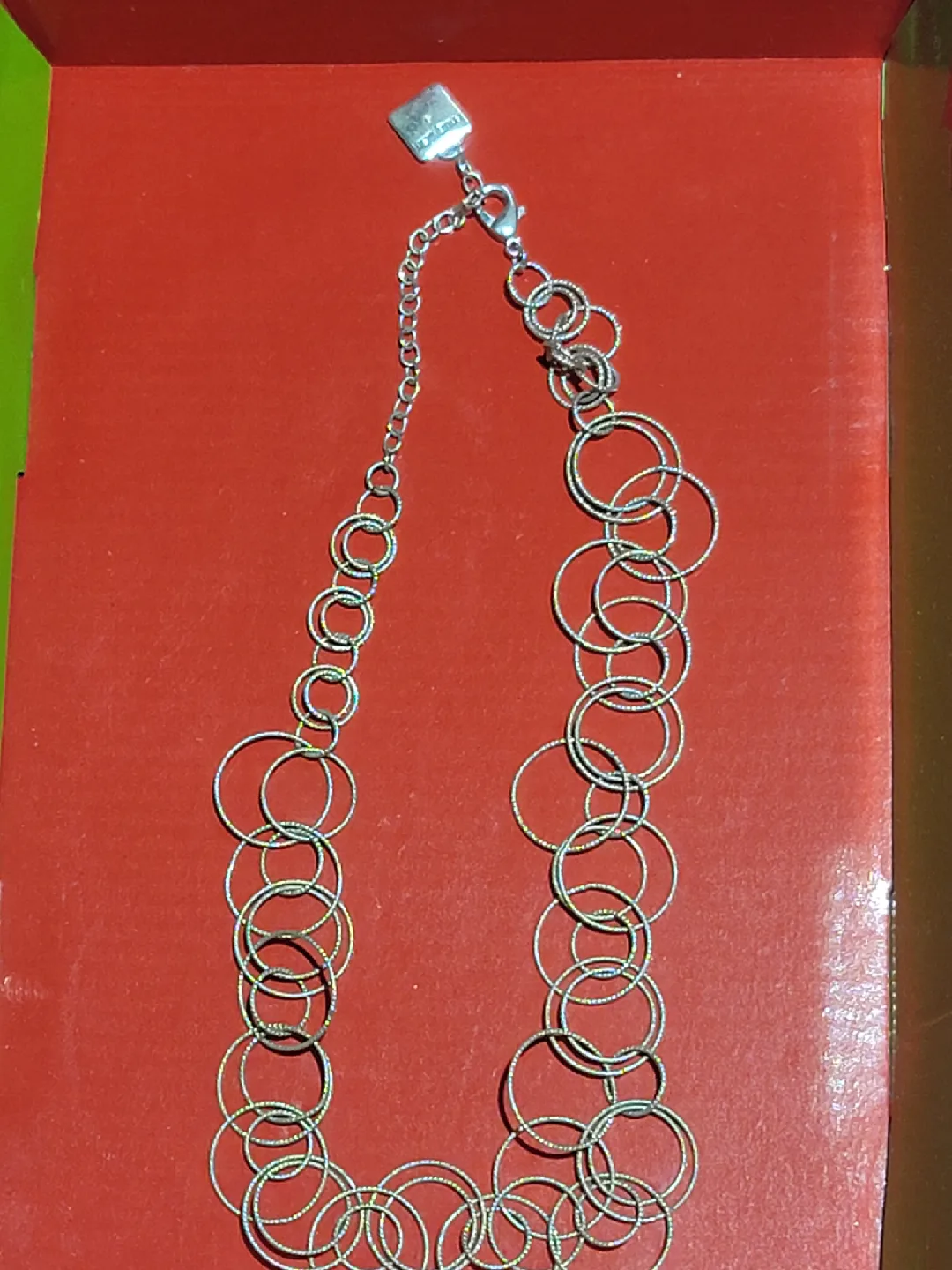Anne Klein Silver Tone Circle Link Necklace thumbnail