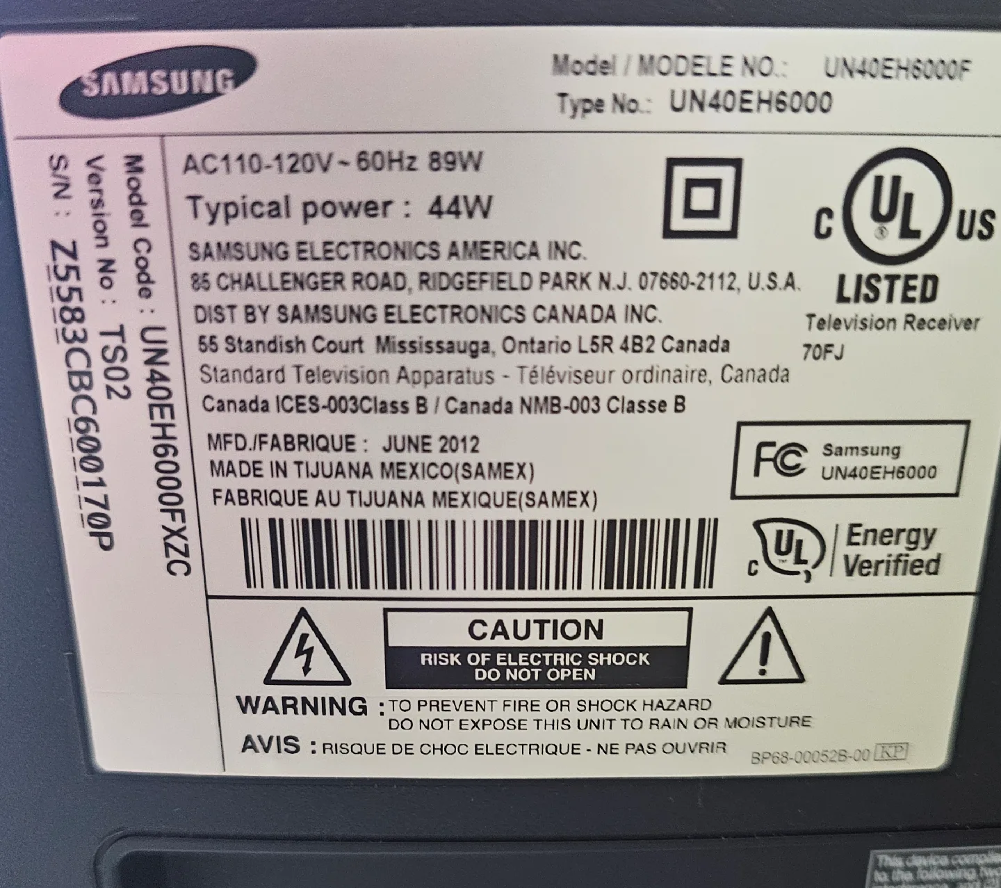 Samsung UN40EH6000 40 inch TV,not a smart tv image indicator(4)