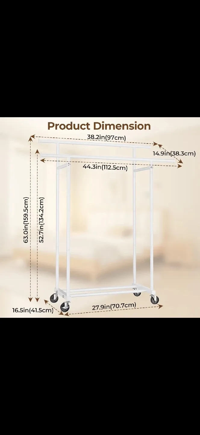 HYSEYY Garment Rack - Double Rod image indicator(4)