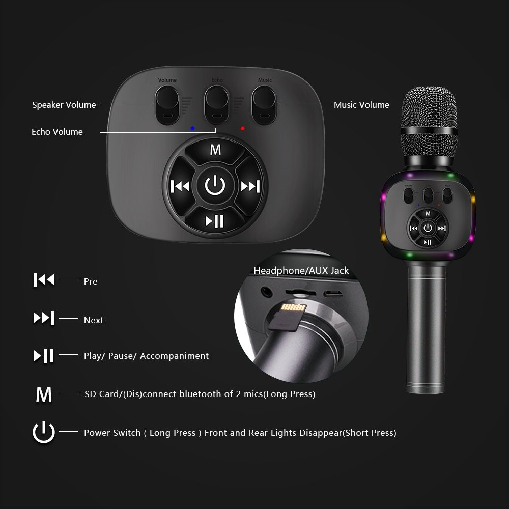 BONAOK Wireless Bluetooth Karaoke Microphone - photo 3