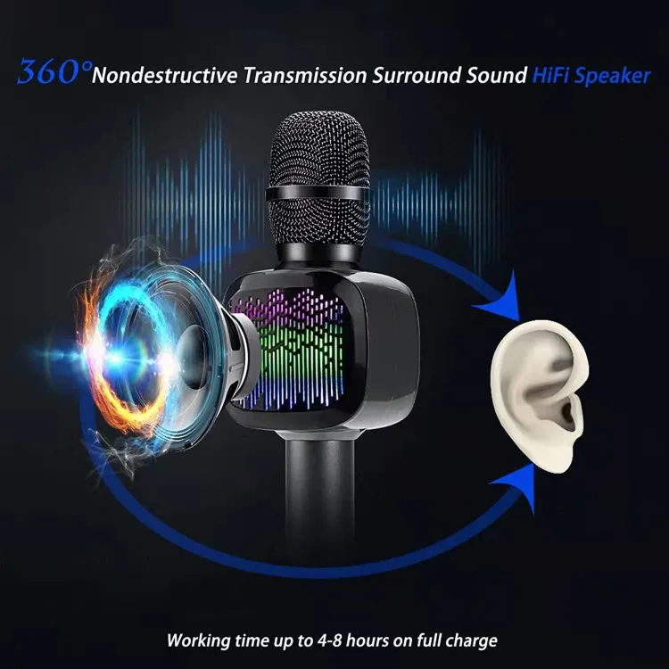 BONAOK Wireless Bluetooth Karaoke Microphone image indicator(6)