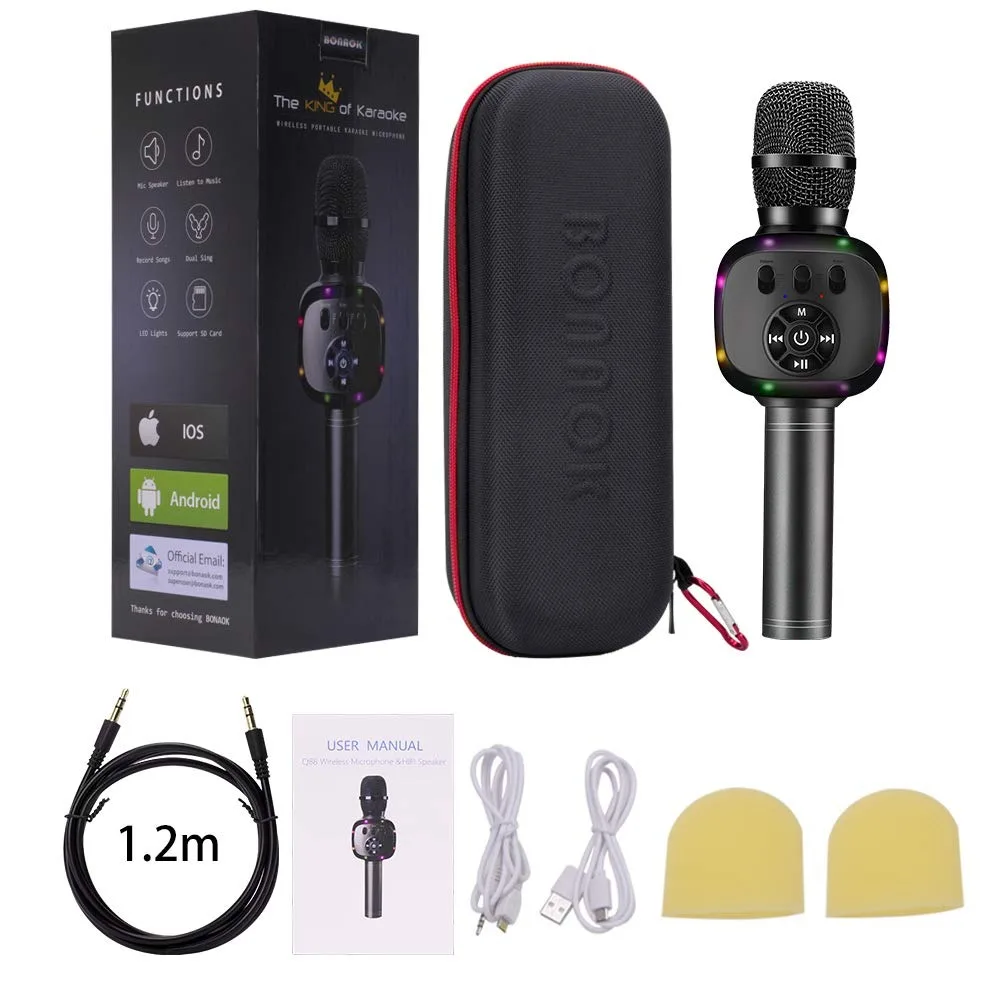BONAOK Wireless Bluetooth Karaoke Microphone image indicator(8)