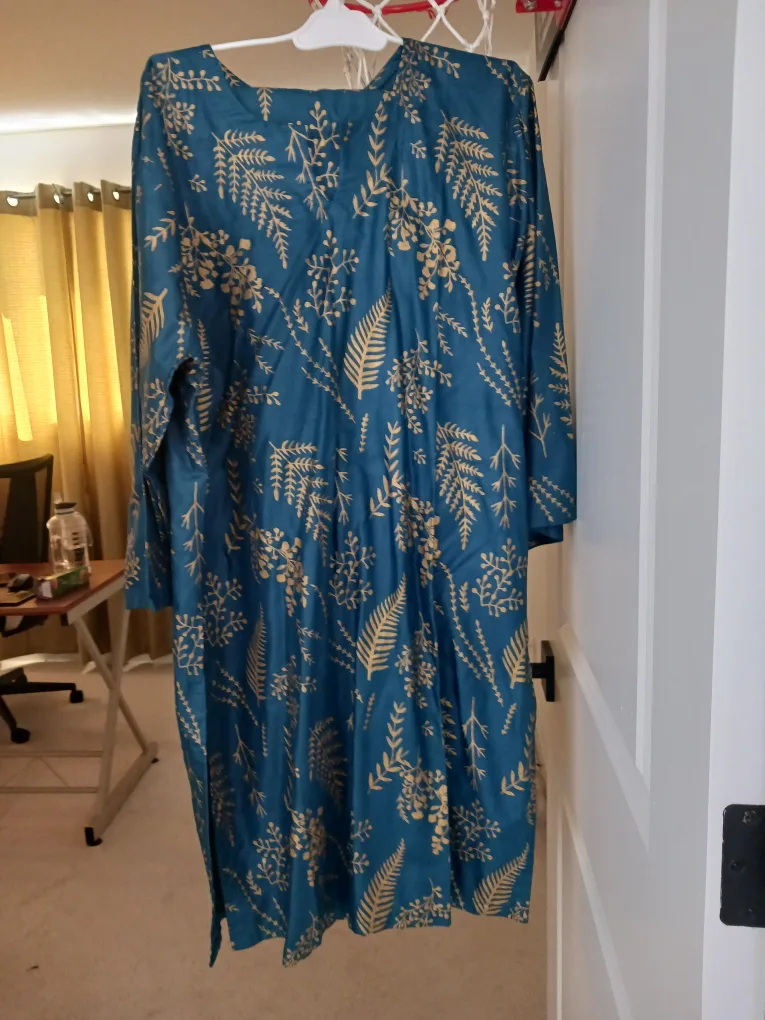 Teal & Gold Floral Print Dress image indicator(3)