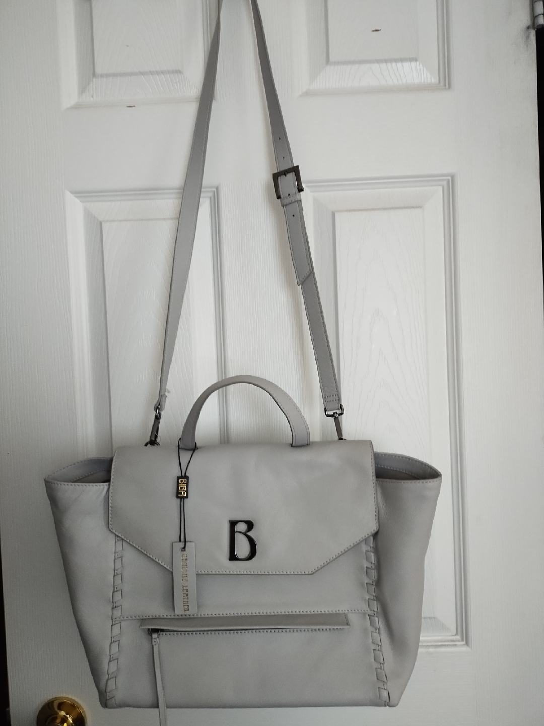 Bosca Genuine Leather Grey Handbag