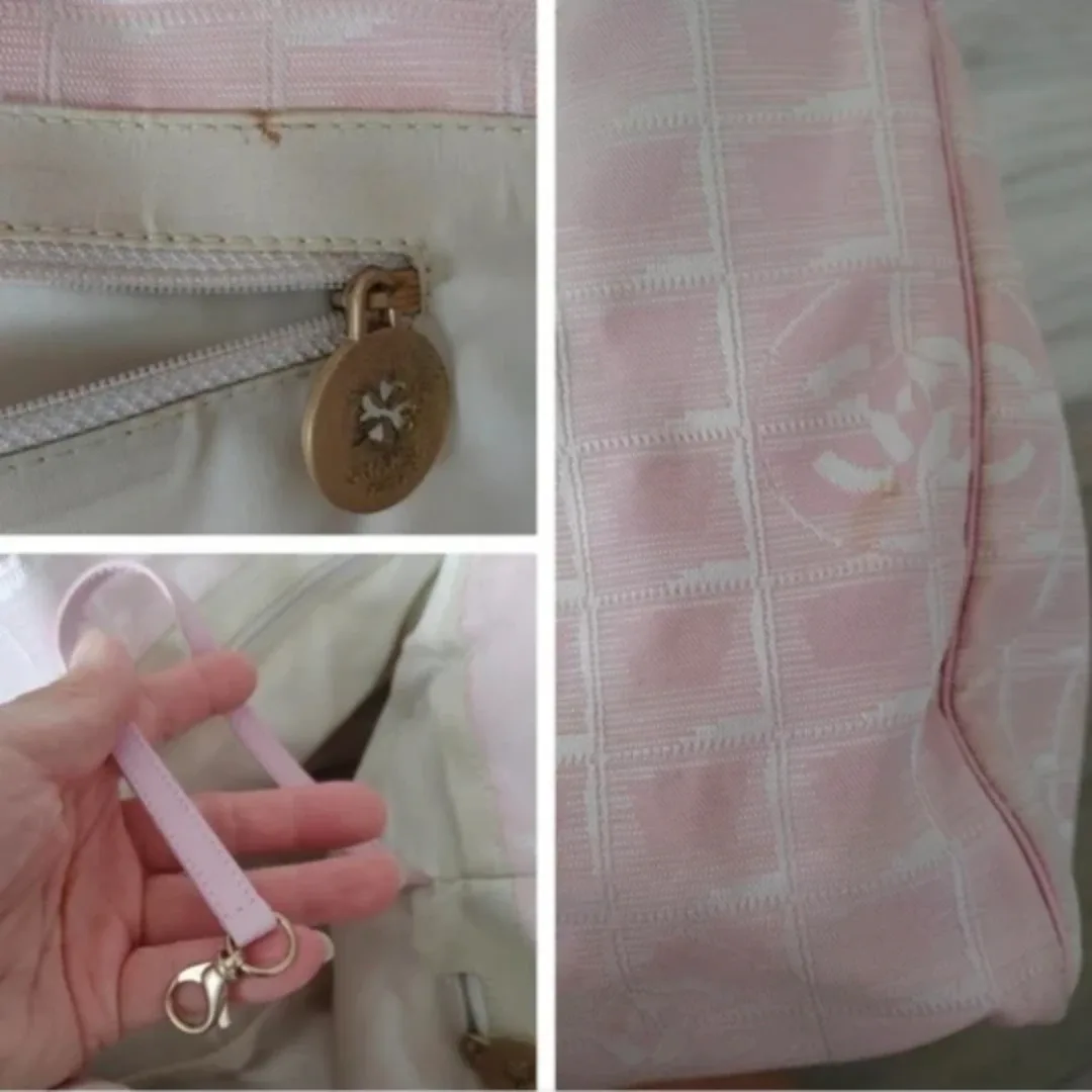 Chanel Pink Nylon CC Travel Line Tote Bag image indicator(6)
