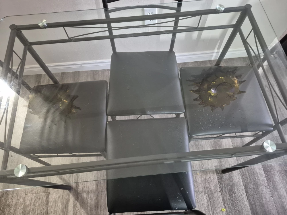 Glass Top Dining Table with 4 Chairs - Black - photo 3