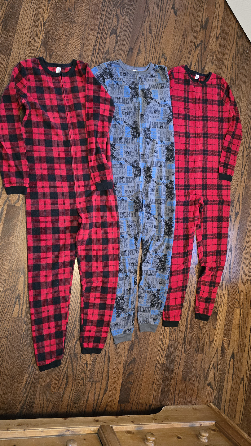 3 One piece Pajamas Size 14Y