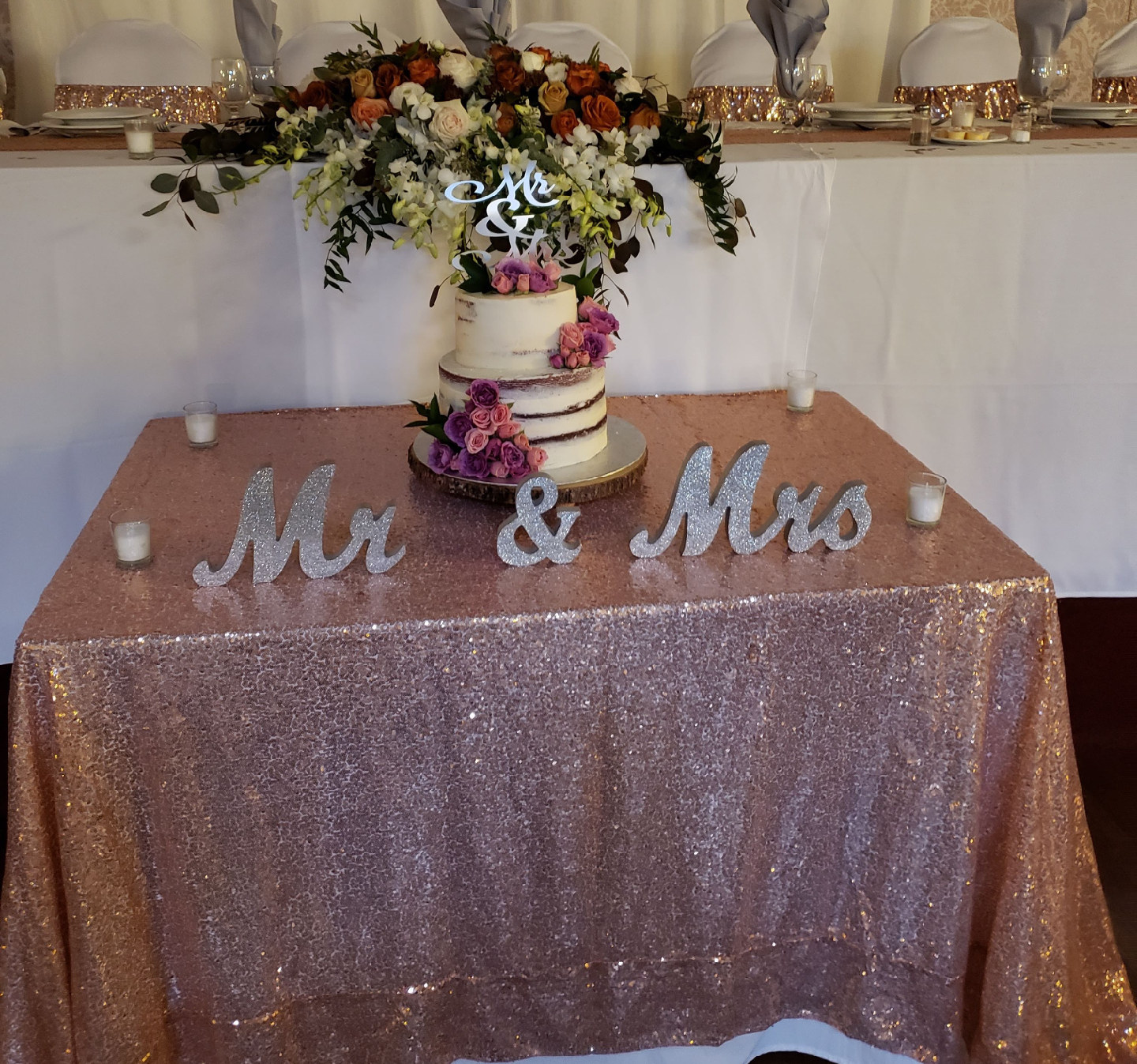 Rose Gold Sequin Table Runners & Chair Sashes