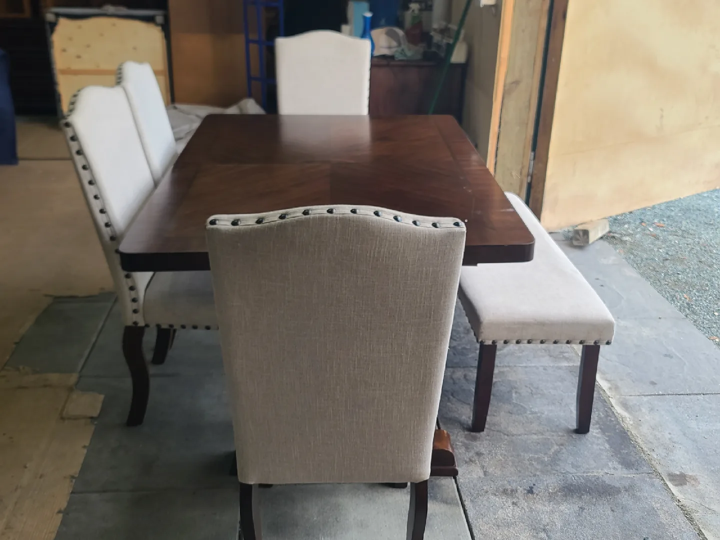 MODERN DINING TABLE  WITH 4 CHAIRS AND BENCH image indicator(2)
