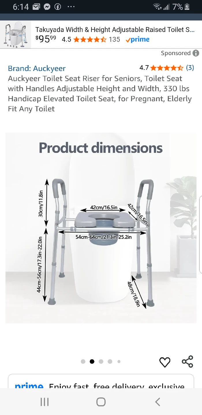 Auckyeer Toilet Seat Riser, Adjustable, 330lbs - photo 2