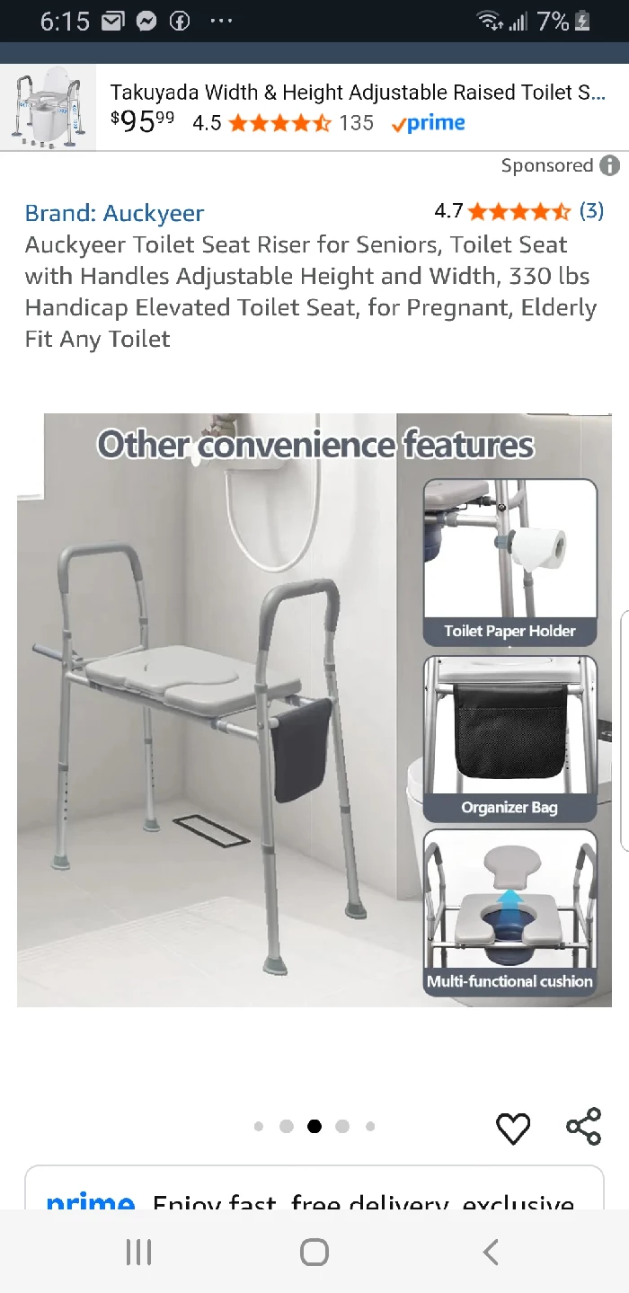 Auckyeer Toilet Seat Riser, Adjustable, 330lbs - photo 5