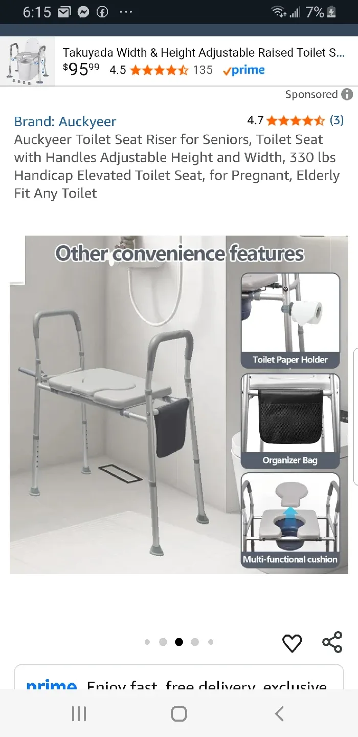 Auckyeer Toilet Seat Riser, Adjustable, 330lbs image indicator(5)