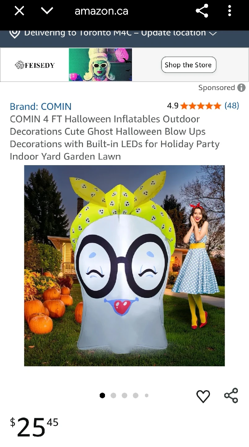 COMIN 4 FT Halloween Inflatable Ghost Decoration