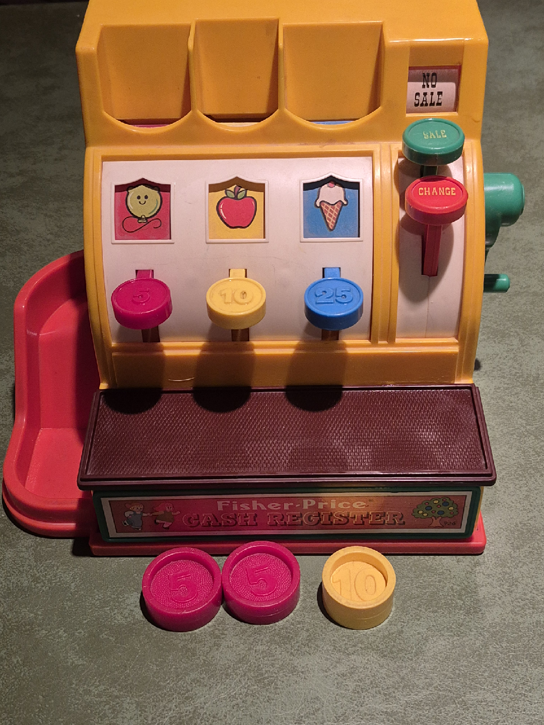 Vintage 1974 Fisher Price Cash Register  With 3 Coins - photo 2