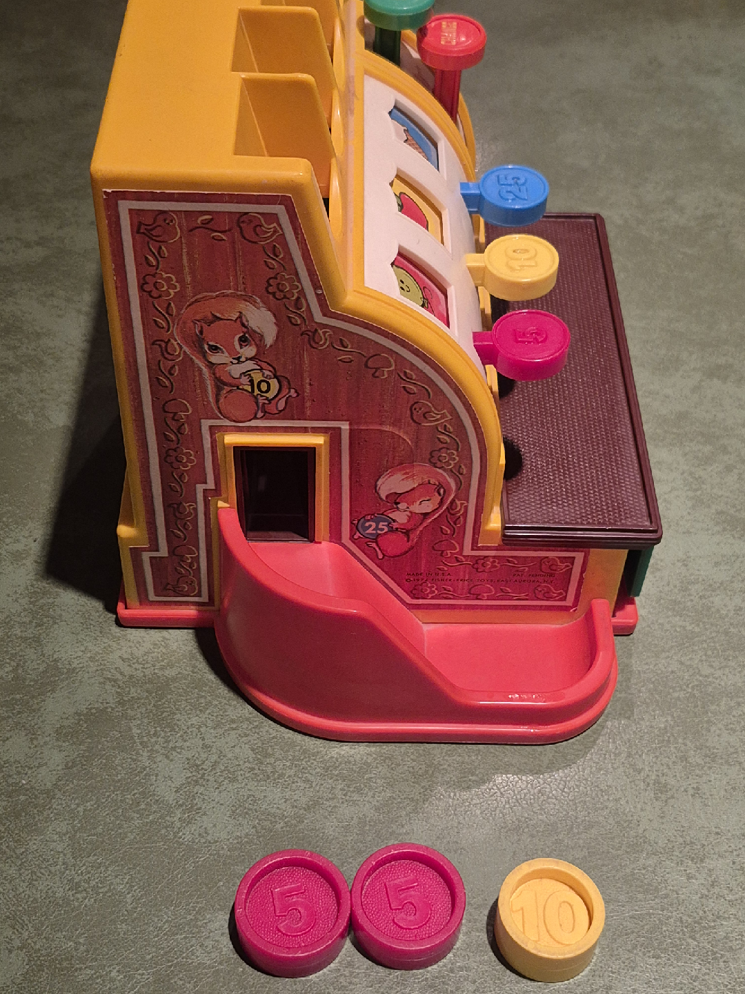 Vintage 1974 Fisher Price Cash Register  With 3 Coins - photo 5