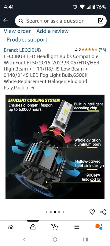LECCIBUB LED Headlight Bulbs - Ford F150 Compatible image indicator(5)