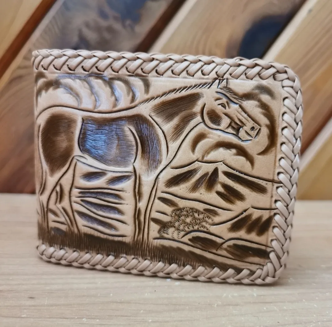 Vintage Hand Tooled Leather Wallet thumbnail
