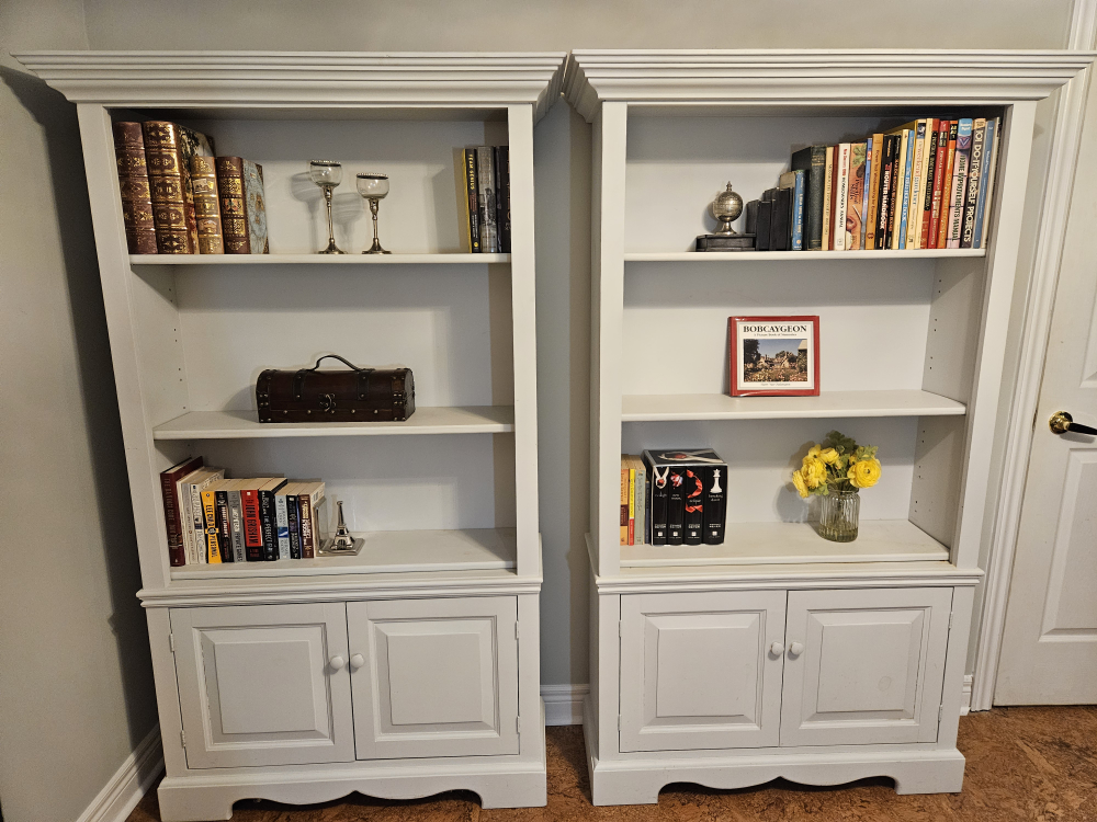 Pair of Solid Wood Bookcases (2) with Bottom Cabinet