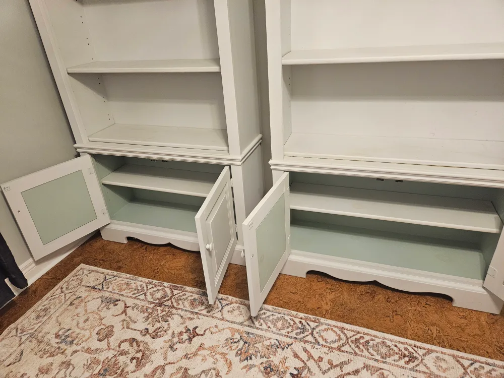 Pair of Solid Wood Bookcases (2) with Bottom Cabinet image indicator(4)