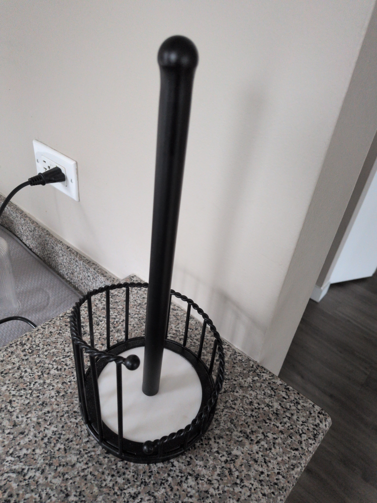 Black Metal & Marble Paper Towel Holder - photo 2