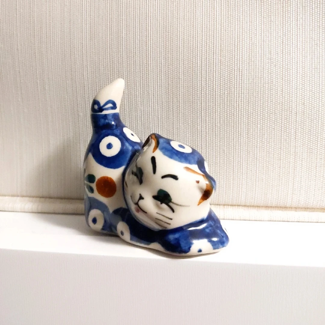 Polish Pottery 2" Cat Figurine - photo 2