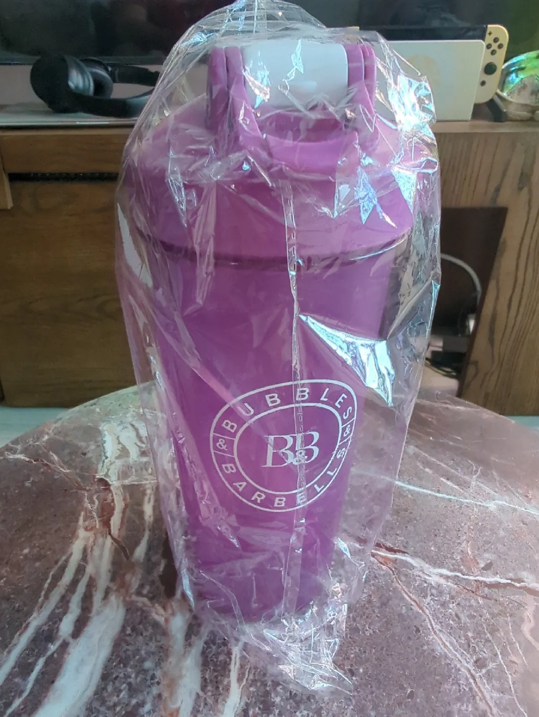 Bubbles & Barbells Purple Shaker Bottle - New thumbnail
