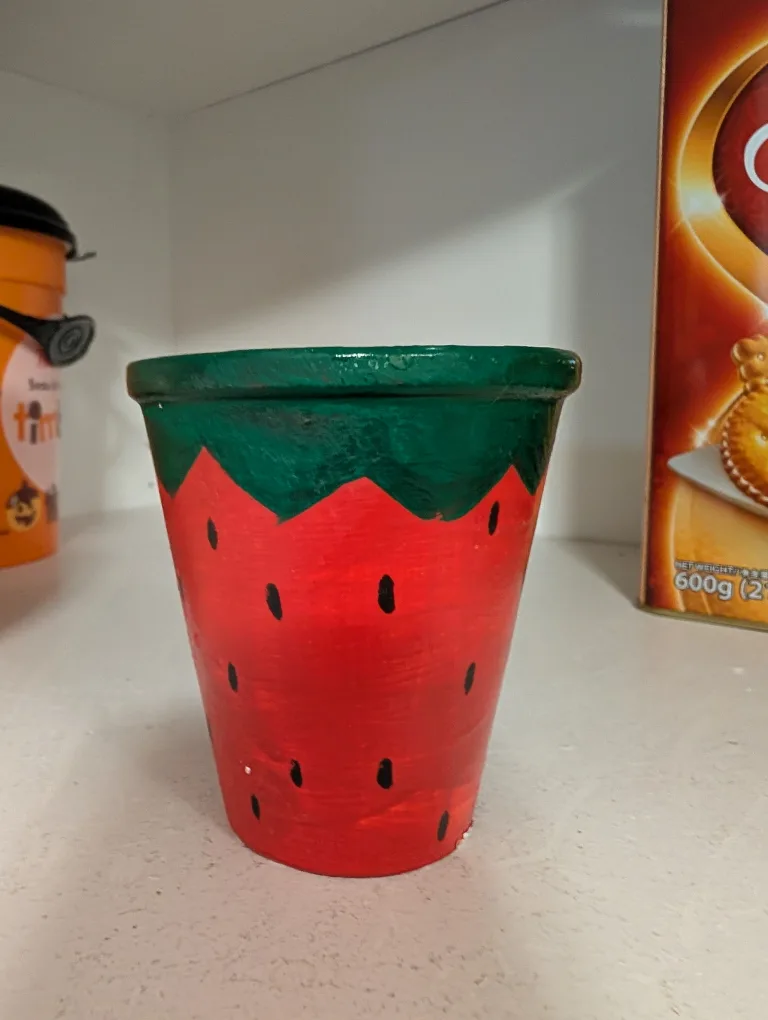 Hand-painted Strawberry Flower Pot thumbnail