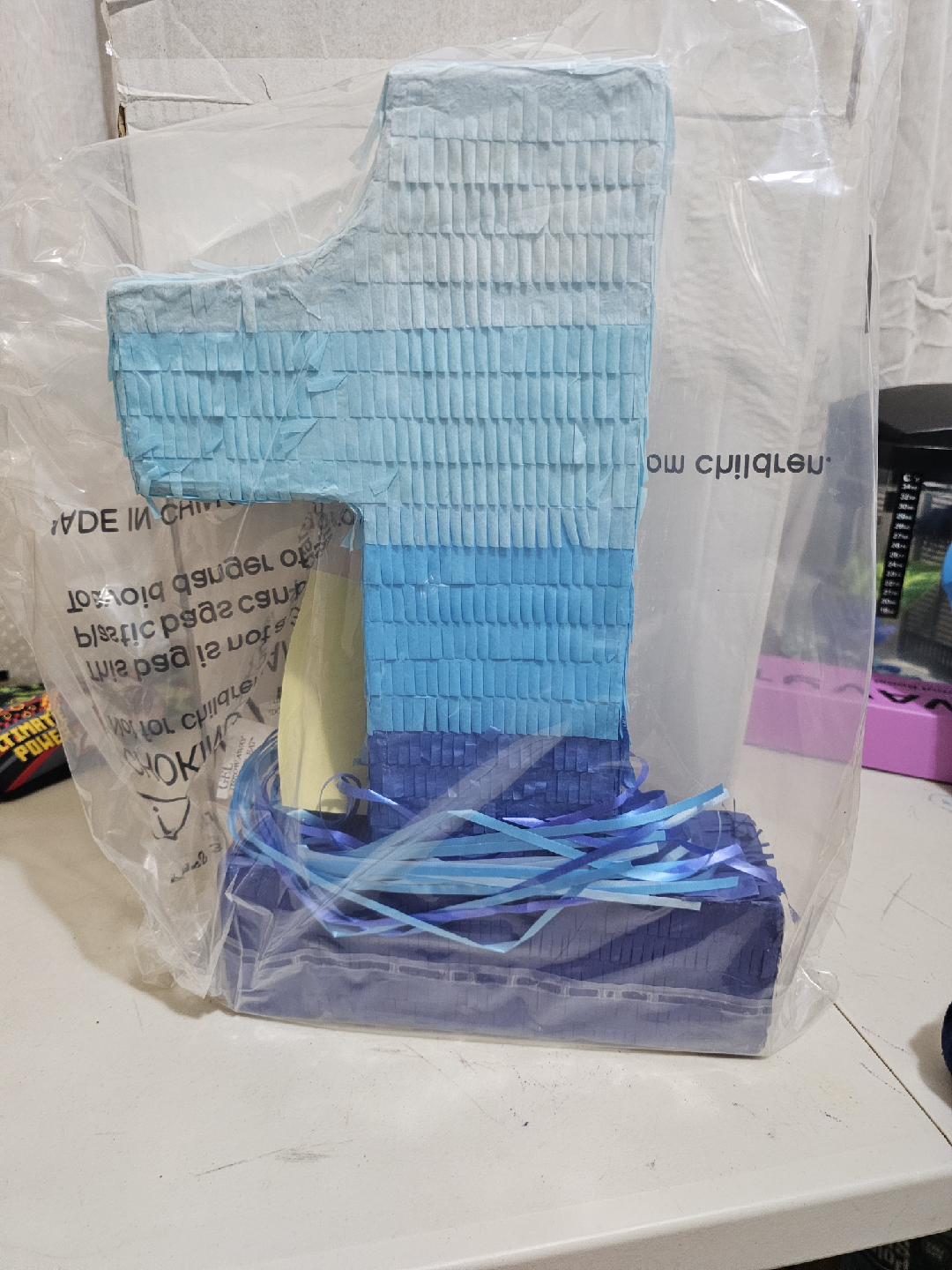 Blue Number 1 Pull String Pinata - photo 2