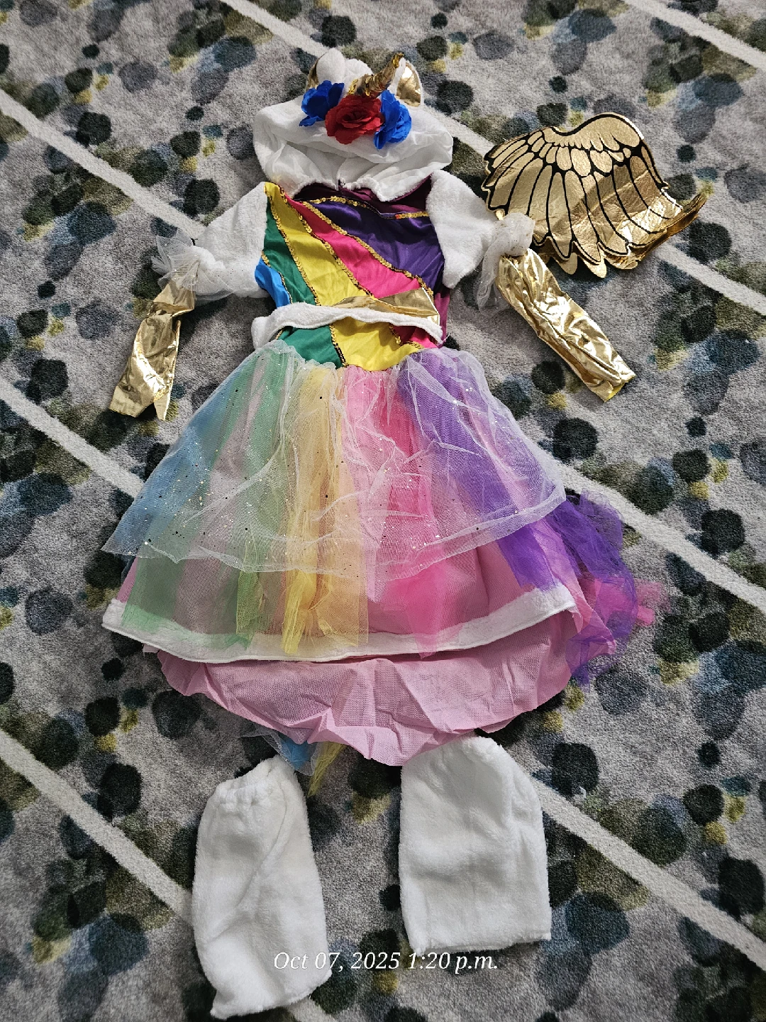 Unicorn Costume - Rainbow Dress with Wings