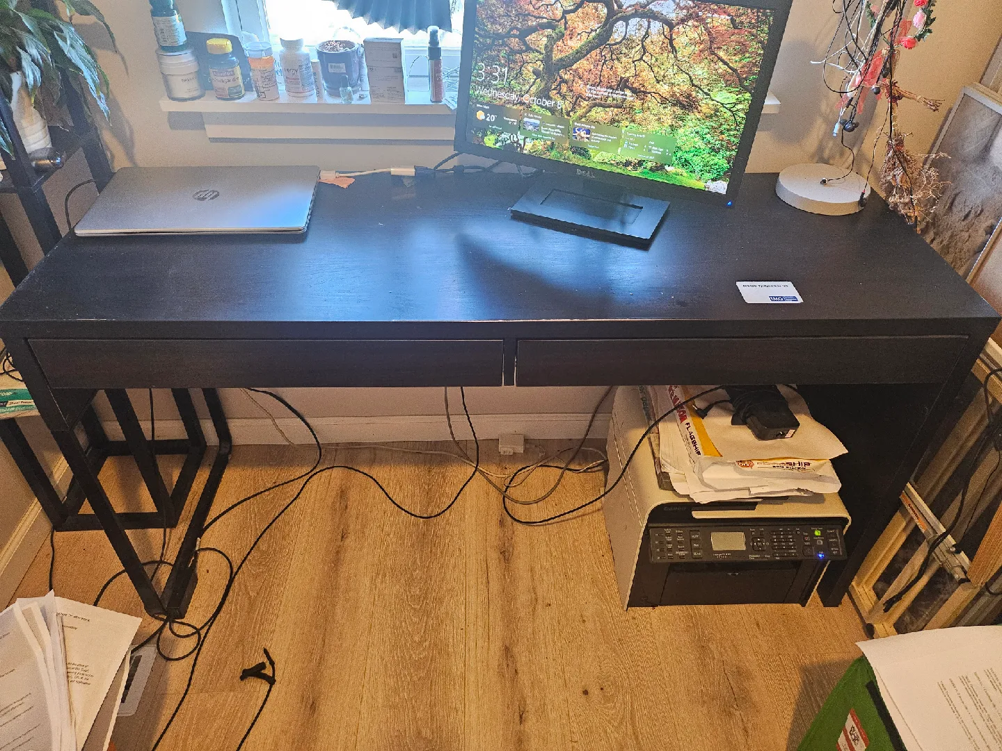🧡 IKEA Black / brown MIKE Desk with Drawers image indicator(2)