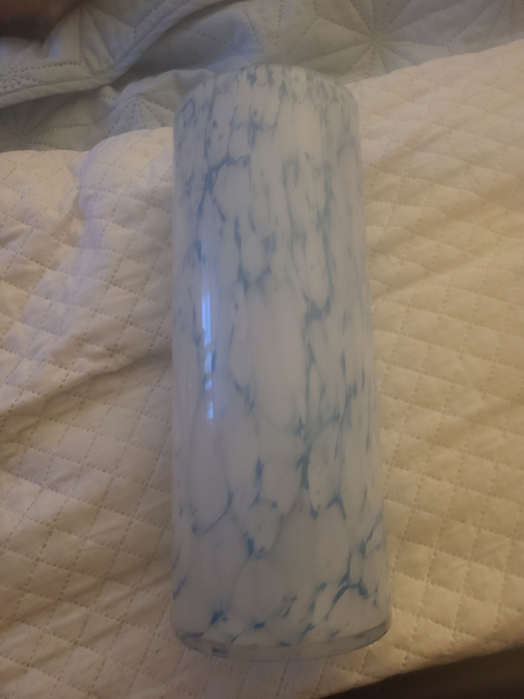 White & Blue Swirl Glass Vase