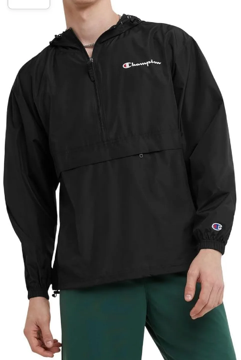 Champion Black Anorak Jacket - Size M 🥕