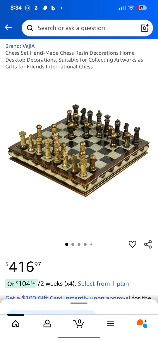 Stunning Faux-Bone Inlaid Chess Set. Decorative & Complete! image indicator(9)