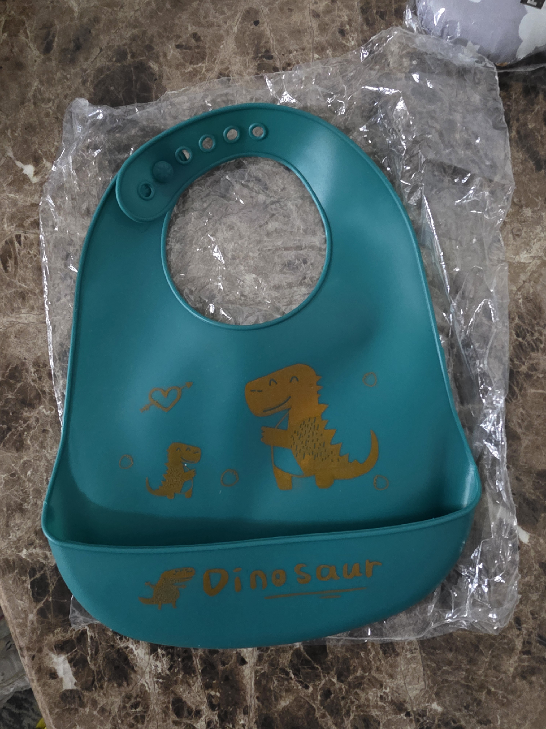 Dinosaur Print Silicone Baby Bib - New