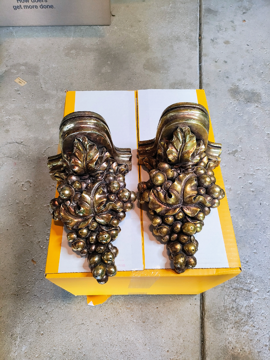 Vintage Gold Grape Wall Sconces - Pair