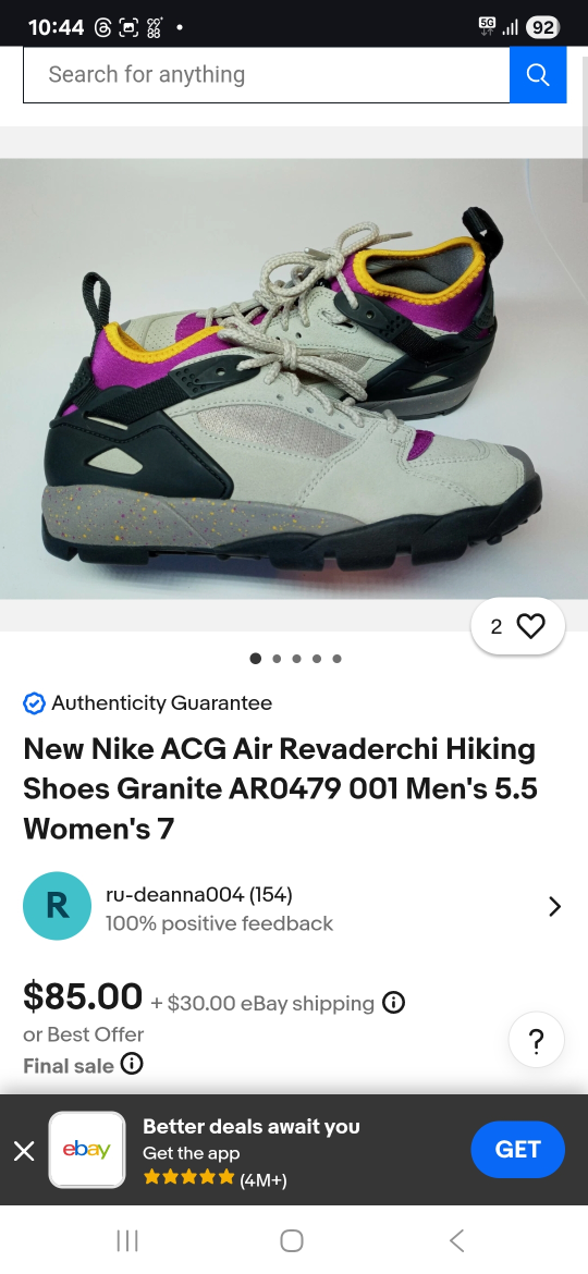 Nike ACG Air Revaderchi Mid top Hiking Shoes, Size 11