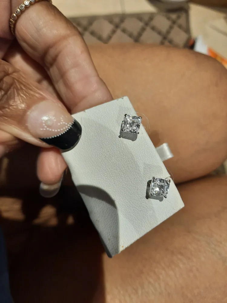 Authentic White Topaz Sterling silver stud earrings thumbnail